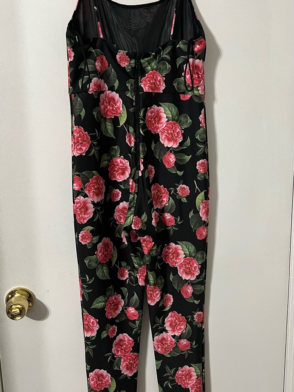 Alice + Olivia Black Jumpsuit with Pink Floral Pattern